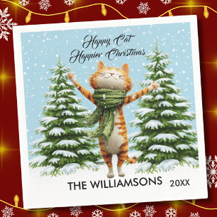 Fun Happy Cat Happier Christmas Napkins