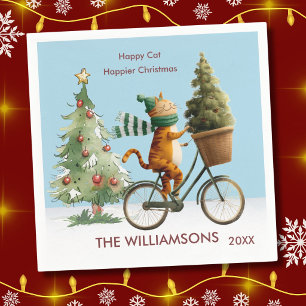 Fun Happy Cat Happier Christmas Napkins