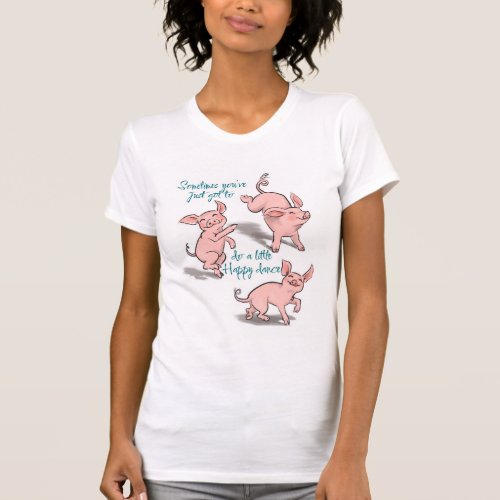 Fun Happy dance pigs cartoon style tee shirt