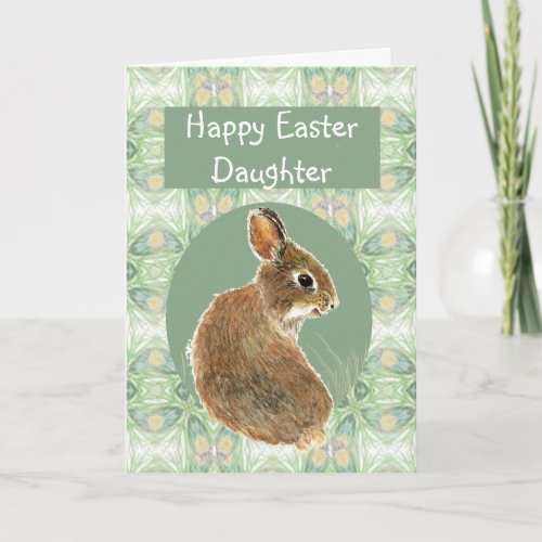 Fun Happy Easter Daughter with Cute Bunny Holiday Card