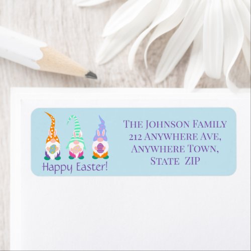 Fun Happy Easter Gnome Personalized Spring Colors Label