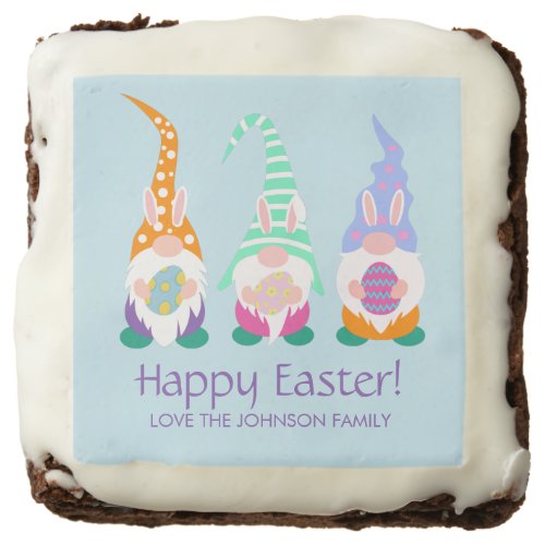 Fun Happy Easter Gnomes Spring Colors Personalized Brownie