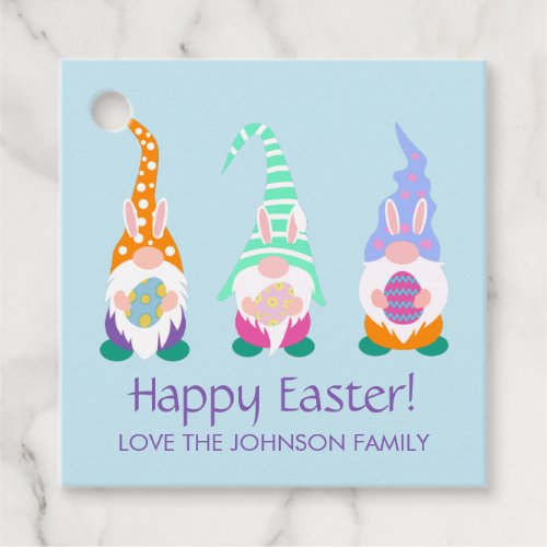 Fun Happy Easter Gnomes Spring Colors Personalized Favor Tags