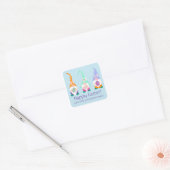 Fun Happy Easter Gnomes Spring Colors Personalized Square Sticker (Envelope)