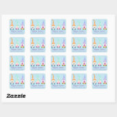 Fun Happy Easter Gnomes Spring Colors Personalized Square Sticker (Sheet)