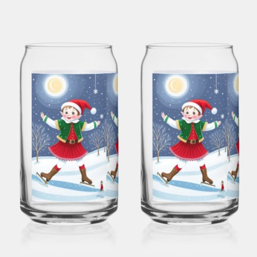 Fun Happy Elf Drinkware Set Can Glass