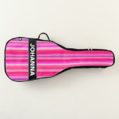 Fun, Happy, Girly Pink and Purple Stripes Pattern Guitar Case (Front)
