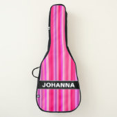 Fun, Happy, Girly Pink and Purple Stripes Pattern Guitar Case (Front)