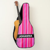 Fun, Happy, Girly Pink and Purple Stripes Pattern Guitar Case (Front)