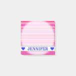 [ Thumbnail: Fun, Happy, Girly Pink and Purple Stripes Pattern Notes ]