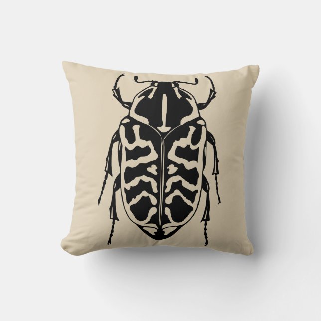 Fun Happy Halloween Beetle Insect Throw Pillow (Front)