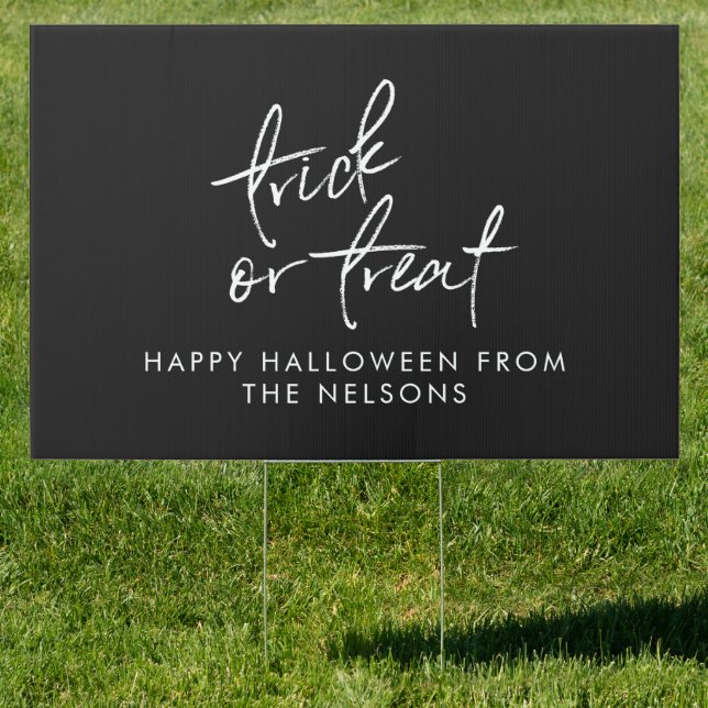 Fun Happy Halloween Drive Past Family Script Yard Sign (Insitu)