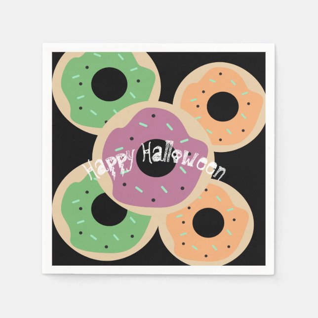 Fun Happy Halloween Frosted Sprinkle Donuts Napkins (Front)