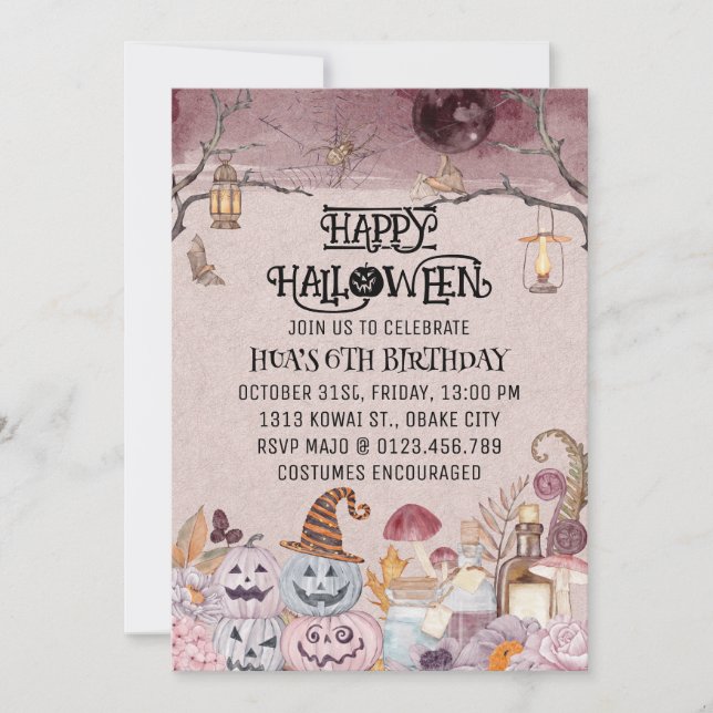 Fun Happy Halloween Kids Birthday Party Invitation (Front)