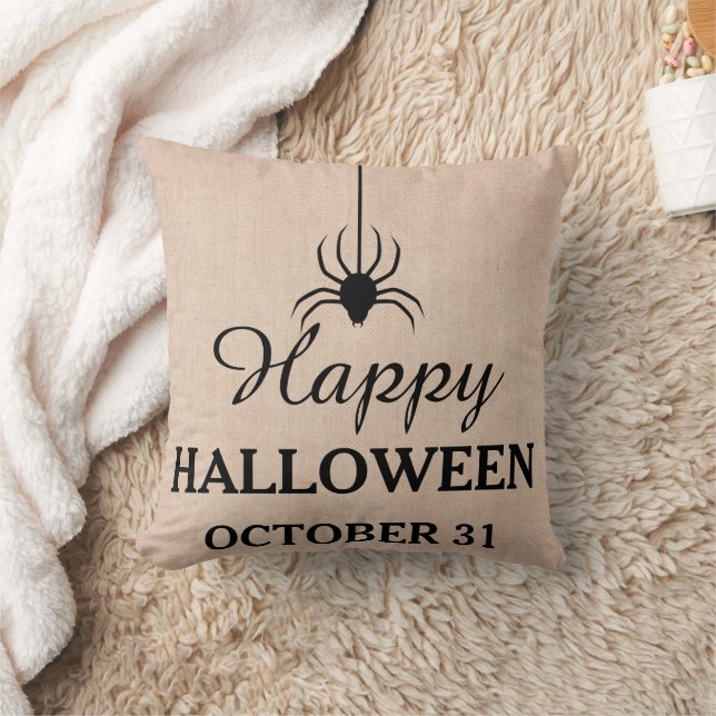 Fun Happy Halloween October 31st Spider Throw Pillow (Blanket)