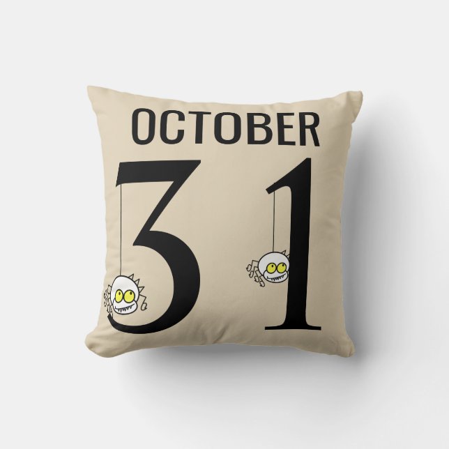 Fun Happy Halloween October 31st Throw Pillow (Front)