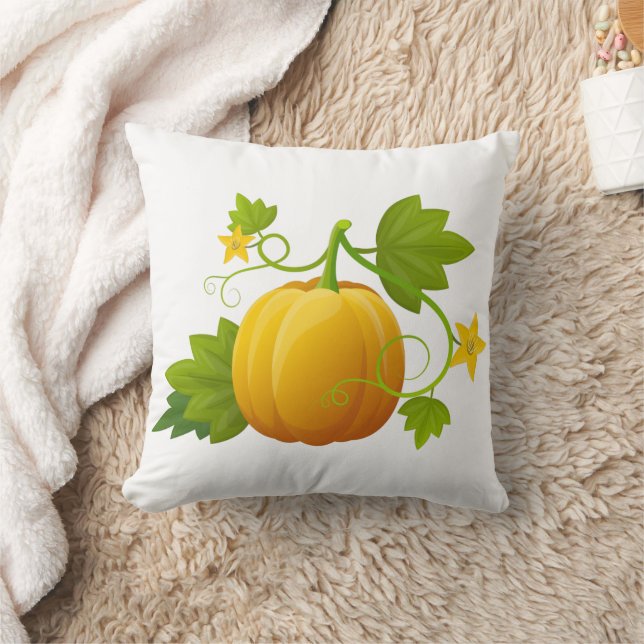 Fun Happy Halloween Pumpkin Crow Throw Pillow (Blanket)