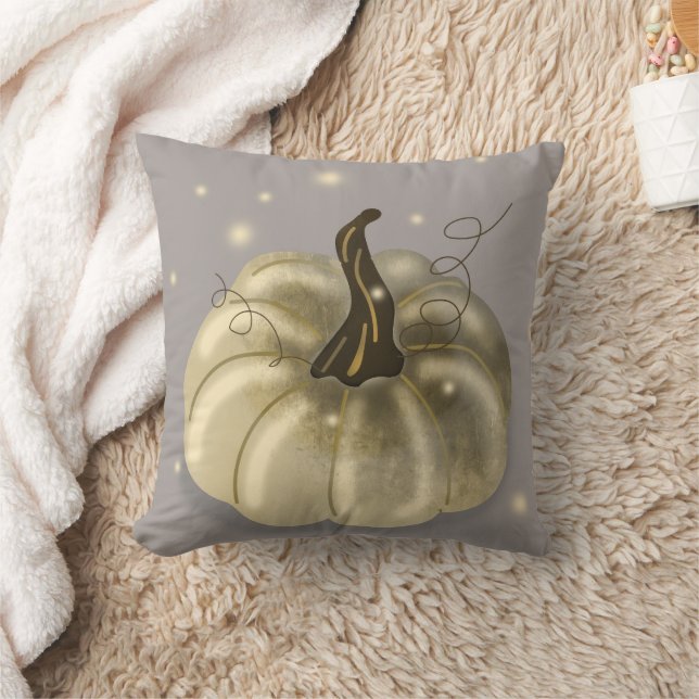 Fun Happy Halloween Pumpkin Crow Throw Pillow (Blanket)