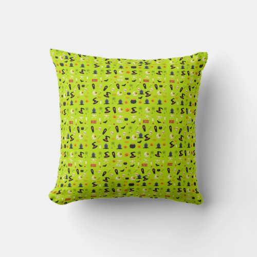 Fun Happy Halloween Pumpkins Pattern Background Th Throw Pillow