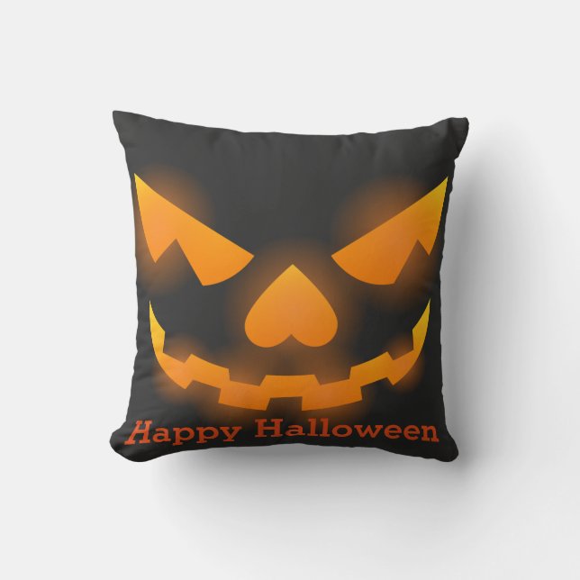 Fun Happy Halloween Throw Pillow (Front)