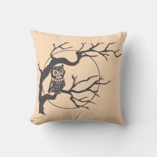 Fun Happy Halloween Trick or Treat Owls Throw Pillow