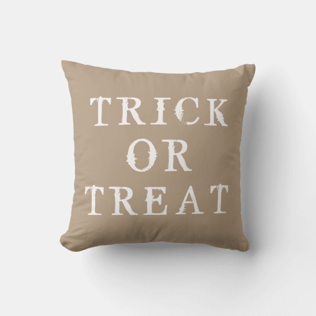 Fun Happy Halloween Trick or Treat Throw Pillow (Front)