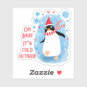 Fun happy holiday penguin in the snow sticker