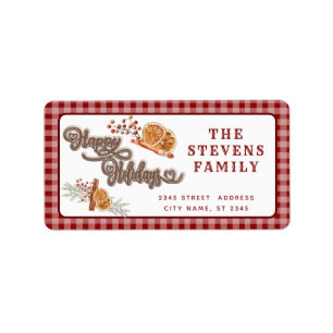 Fun Happy Holidays cinnamon orange Label