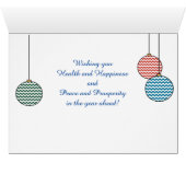 Fun Happy Holidays Custom Front, Colourful Baubles (Inside Horizontal (Bottom))