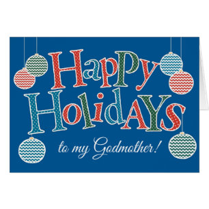 Fun Happy Holidays for Godmother, Baubles Cards