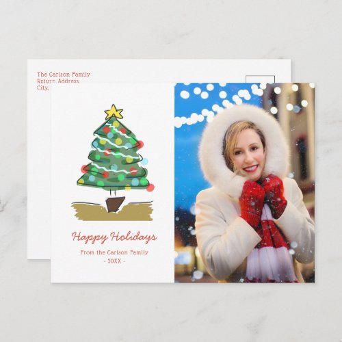 Fun Happy Holidays Tree Cute Photo Christmas Holiday Postcard