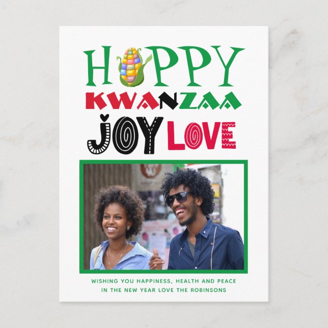 Fun Happy Kwanzaa LOVE JOY PHOTO Postcard (Front)