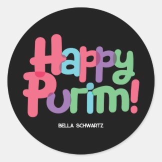 Fun Happy Purim Round Sticker