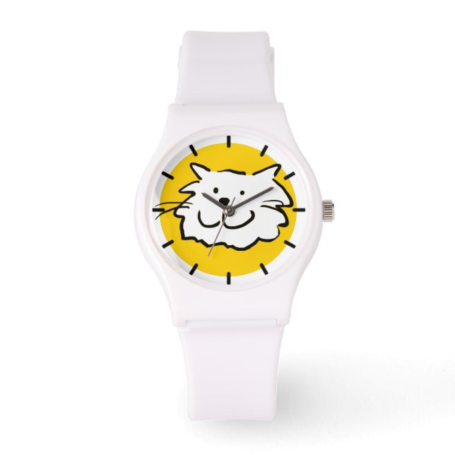 Fun Happy Smiling Cat Illustration Watch (Front)