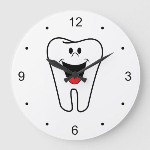 Fun Happy Smiling Tooth for Dentists Large Clock