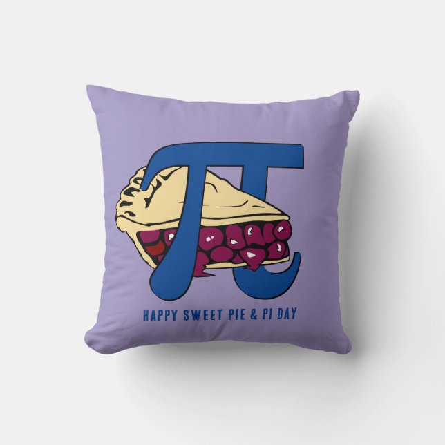 Fun HAPPY Sweet Cherry Pie PI DAY Throw Pillow (Front)