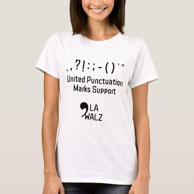 Fun Harris/Walz t-shirt - Punctuation Marks Unite! (Front)