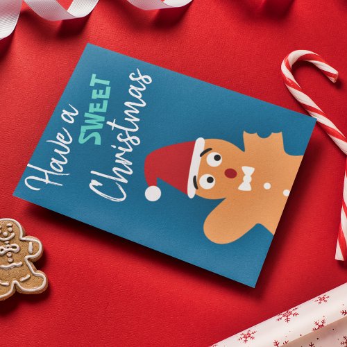 Fun have a sweet Christmas gingerbread man Card