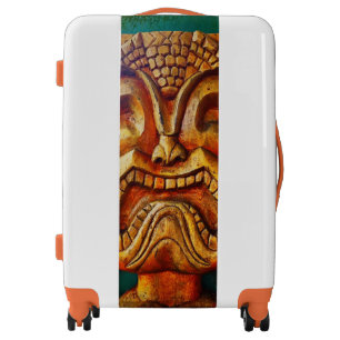 Fun Hawaii Vintage Retro Wood Tiki Face Photo Luggage