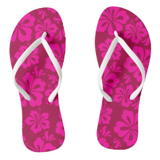 fun Hawaiian flower flip flops