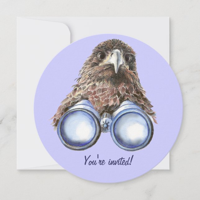 Fun Hawk Bird watching Birthday Invite (Front)