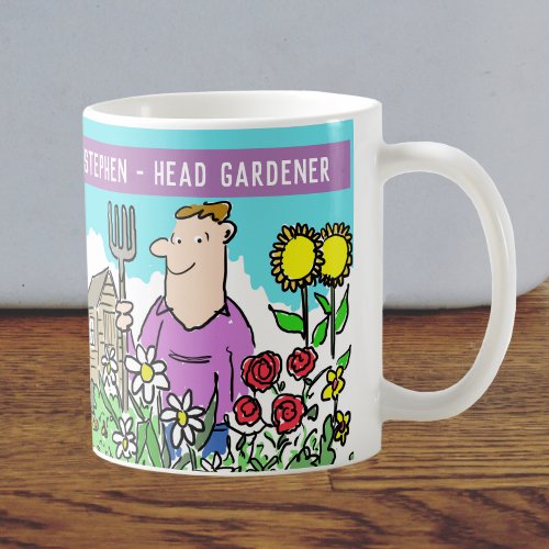 Fun Head Gardener Mug Add your Name Choice Coffee Mug