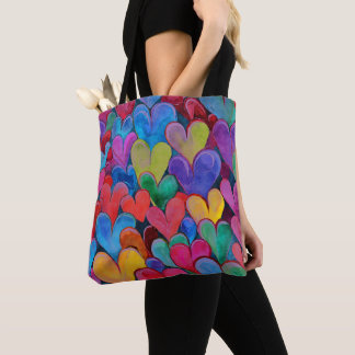 Fun Heart Pattern Purple Mix Tote Bag
