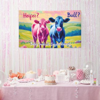Fun Heifer Or Bull Gender Reveal  Banner by DakotaInspired at Zazzle