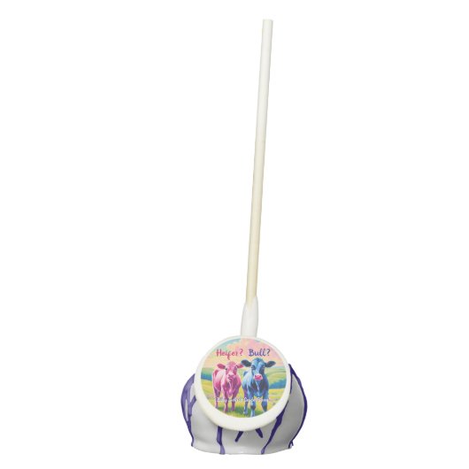 Fun Heifer or Bull Gender Reveal  Cake Pops (Front)