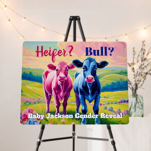 Fun Heifer or Bull Gender Reveal Foam Board