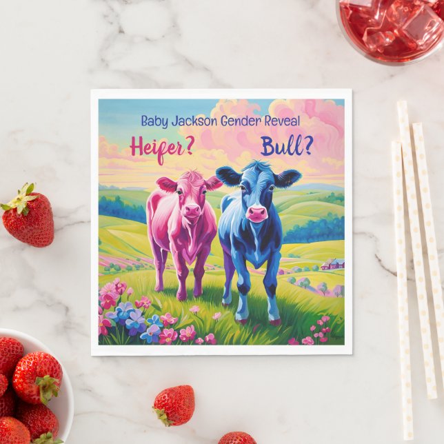 Fun Heifer or Bull Gender Reveal  Napkins (Insitu)