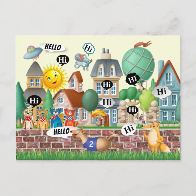 Fun HELLO Postcard | Zazzle