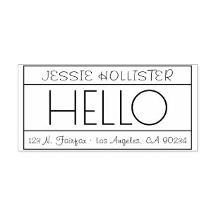 Fun "Hello" Return Address Label Self-inking Stamp