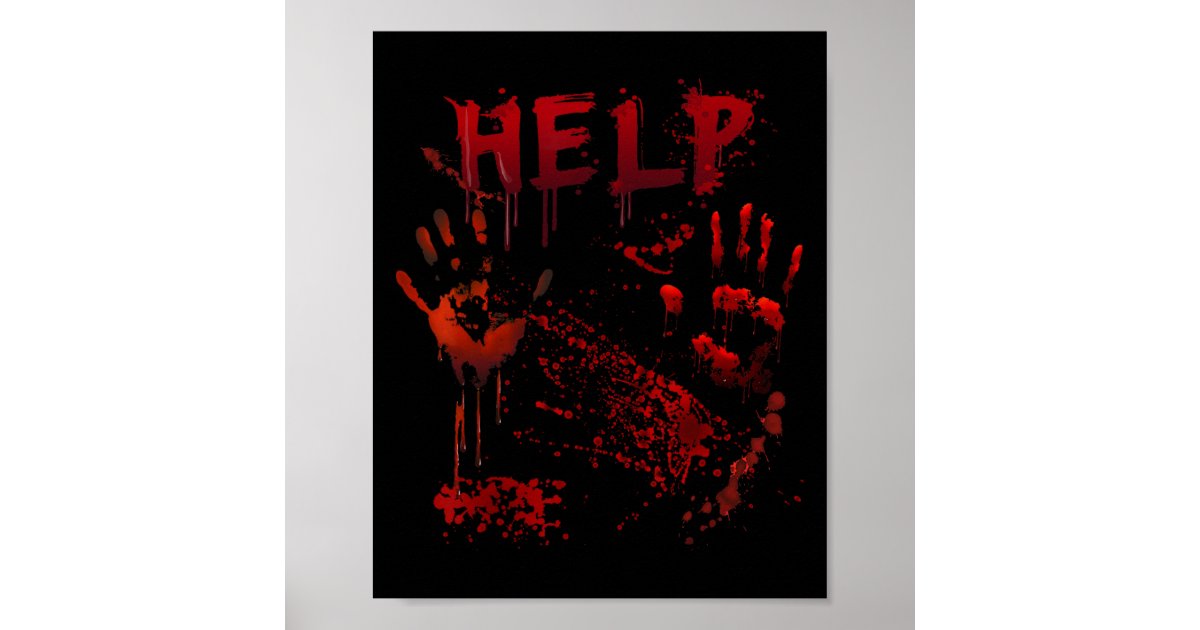 Fun Help Bloody Handprint Halloween Costume Matchi Poster | Zazzle